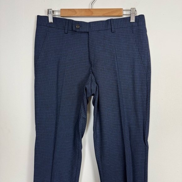 NEW Ted Baker London Pants Mens 31 S Navy Blue Plaid Jerome Dress Pant NWOT - Picture 3 of 10